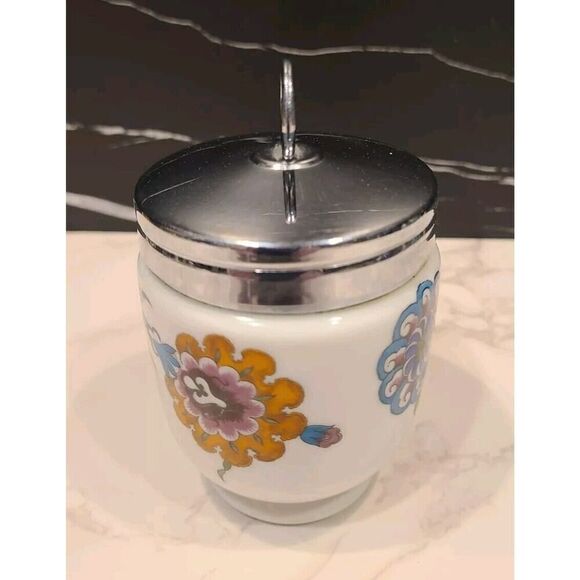 Royal Worcester England 'KING SIZE' Egg Coddler Palmyra Floral Design 4" EUC - Picture 4 of 9